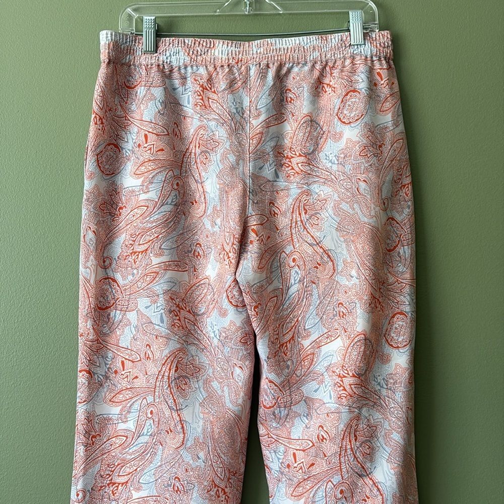 Talbots Paisley Blue Orange/Red White Pull On Crop Ankle Pants Sz 8 - Picture 6 of 9